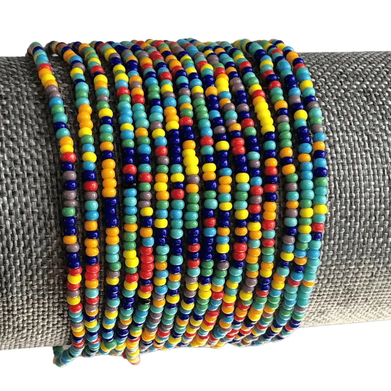 Multi Color Seed Bead Stretch Bracelets- Rainbow