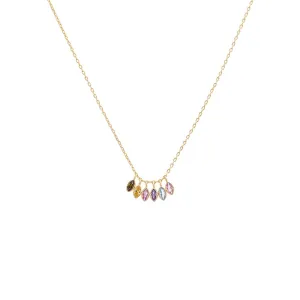 Multi Colored Marquise Bezel Necklace