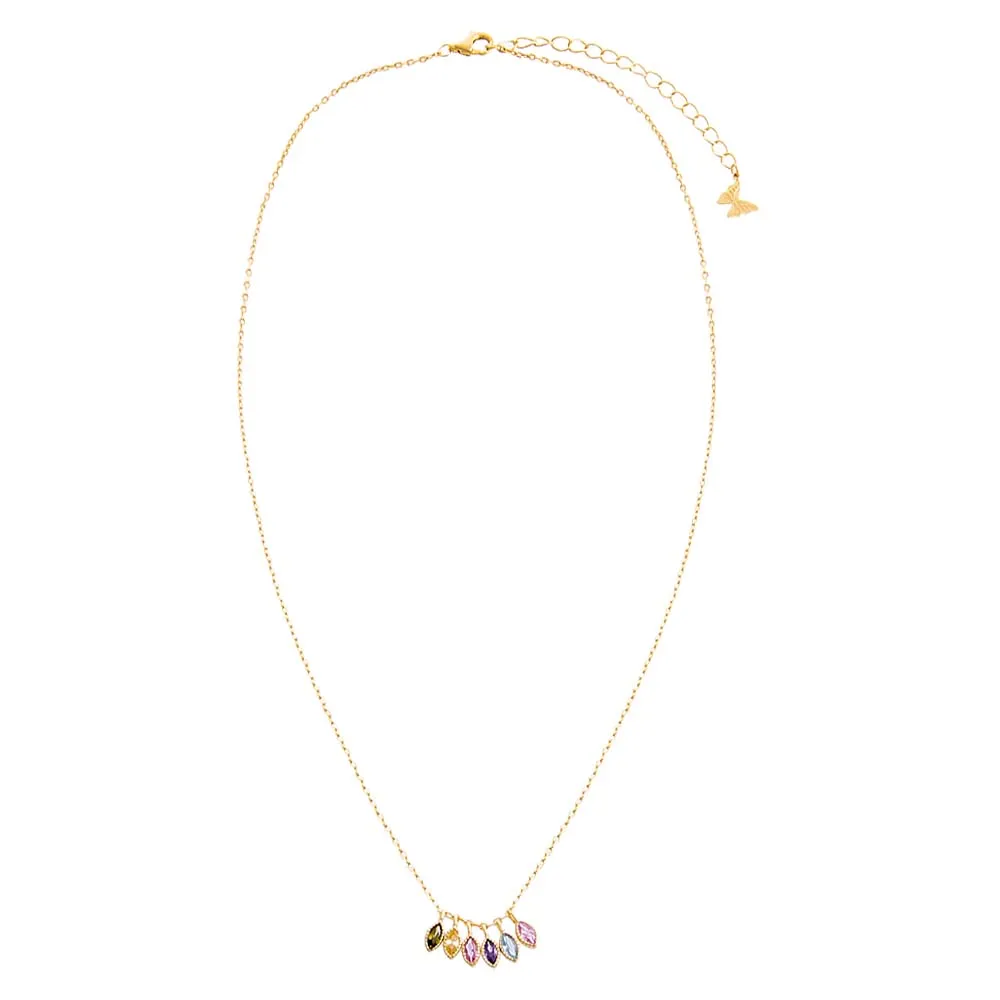 Multi Colored Marquise Bezel Necklace