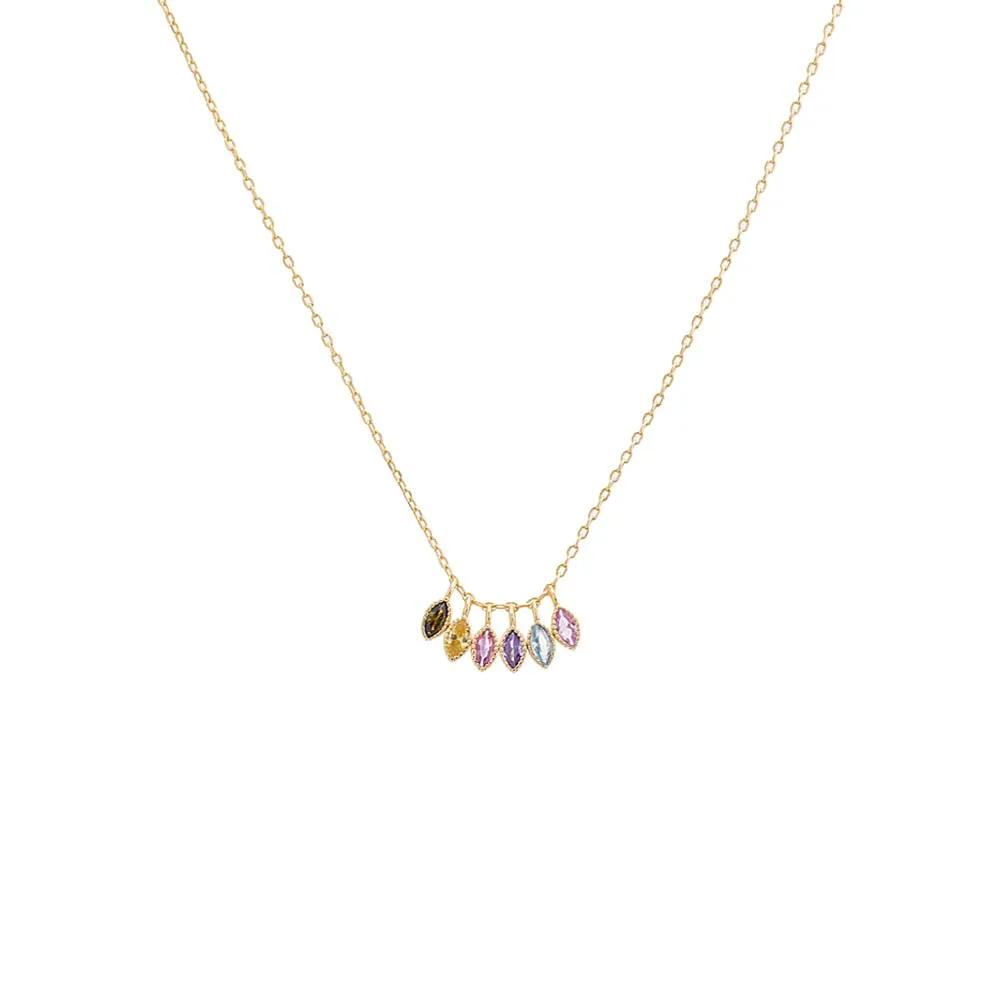 Multi Colored Marquise Bezel Necklace