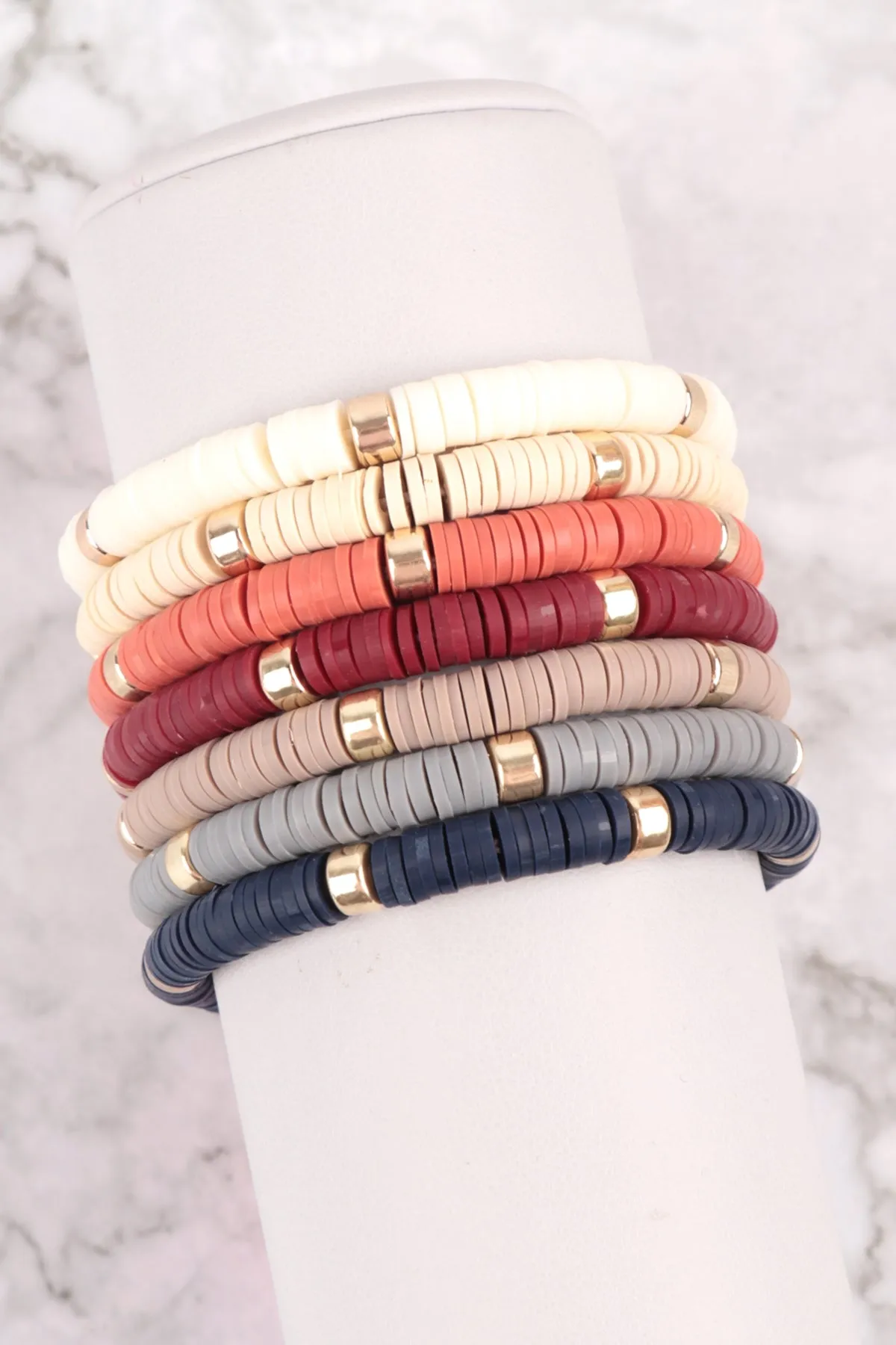 Multi Line Leather Beaded Stretch Bracelet Max 1 - Pack of 6
