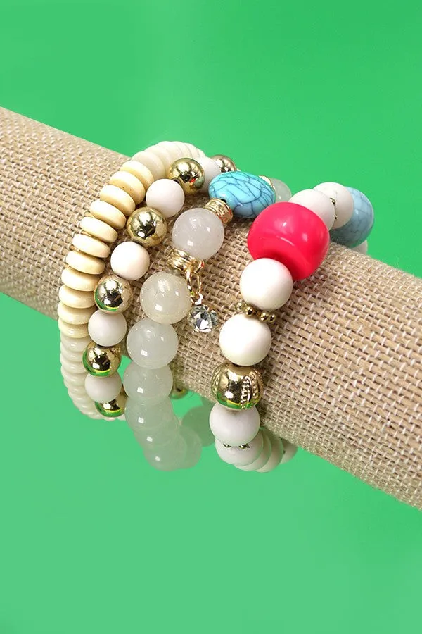 MULTI STONE BEAD BRACELET SET | 40B102