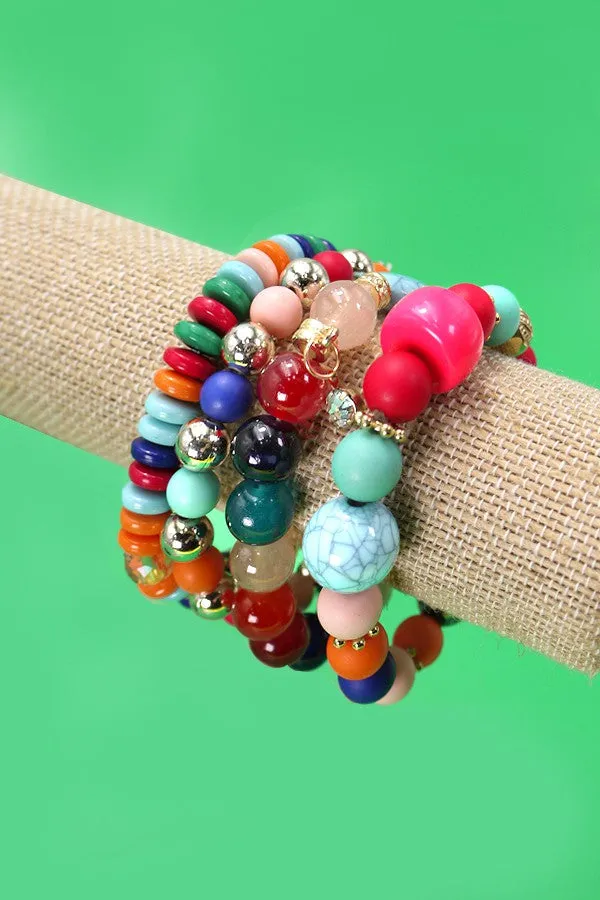 MULTI STONE BEAD BRACELET SET | 40B102