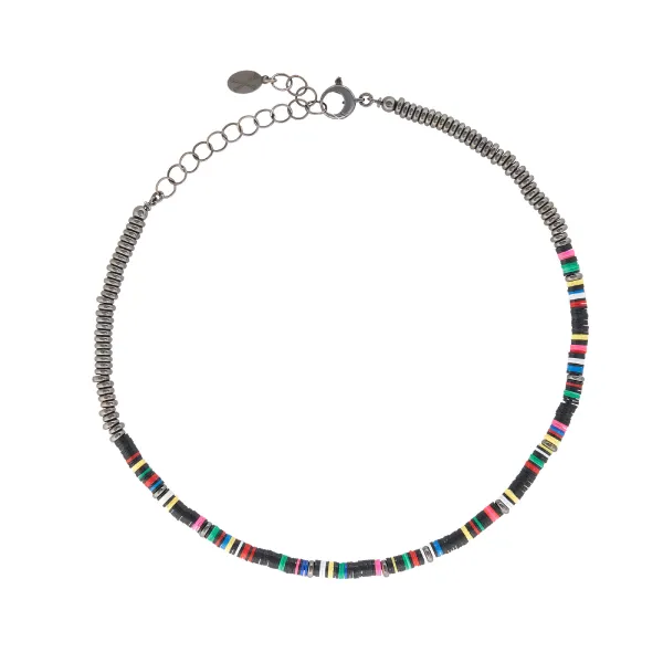 Multicolor African Beads with Black PVD Gift Idea for her