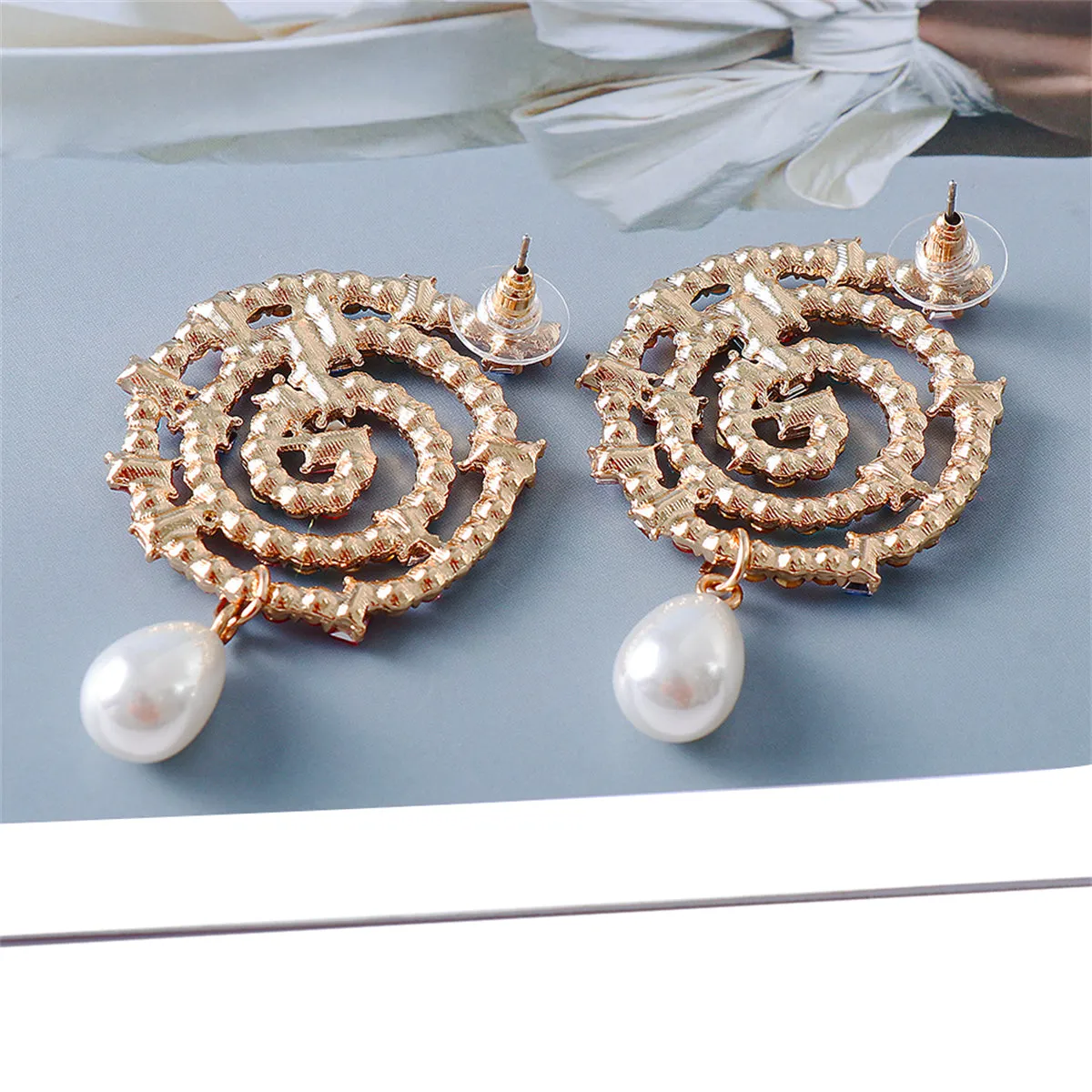 Multicolor Crystal & Cubic Zirconia Pearl Lollipop Drop Earrings