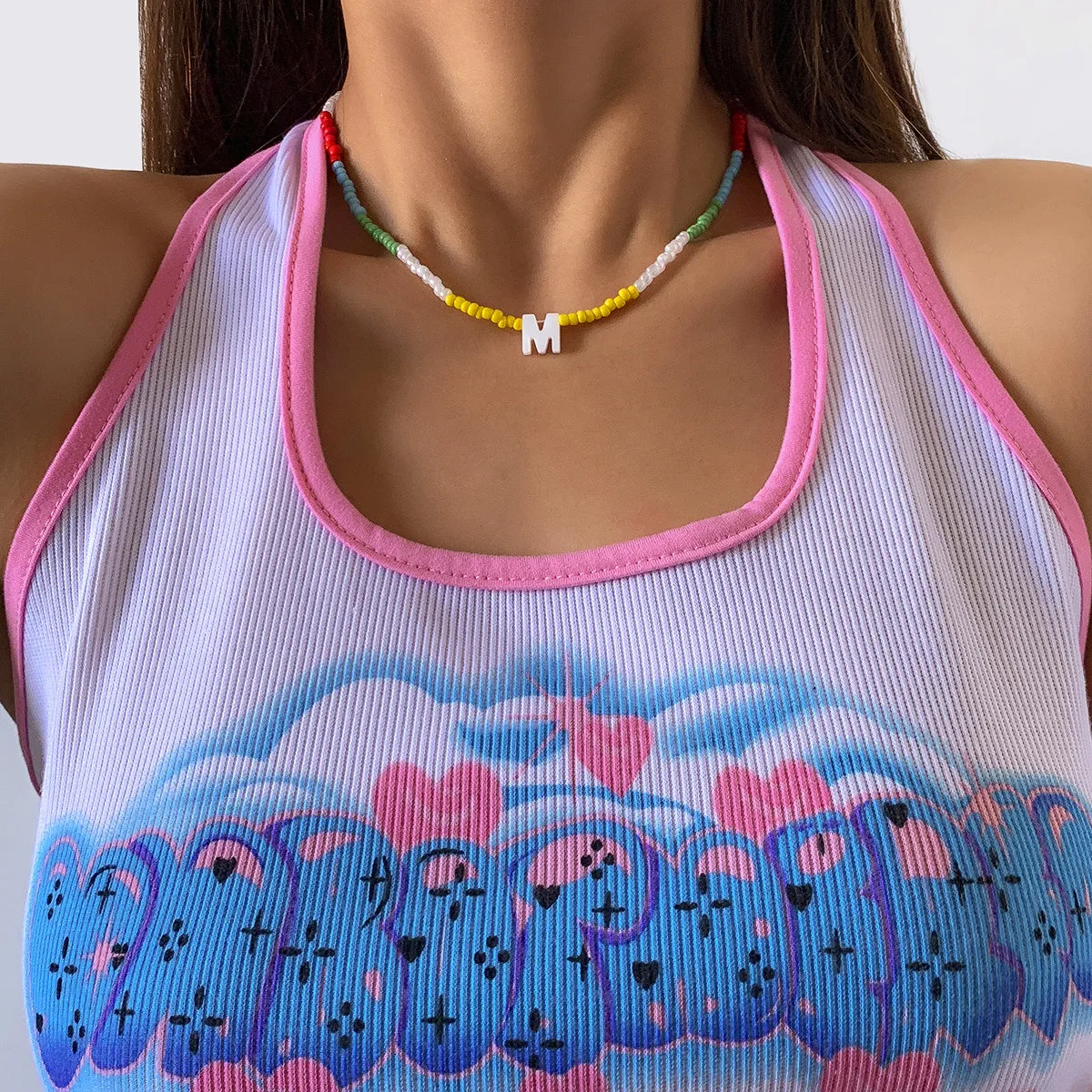 Multicolor Howlite & Acrylic 18K Gold-Plated 'M' Beaded Choker Necklace