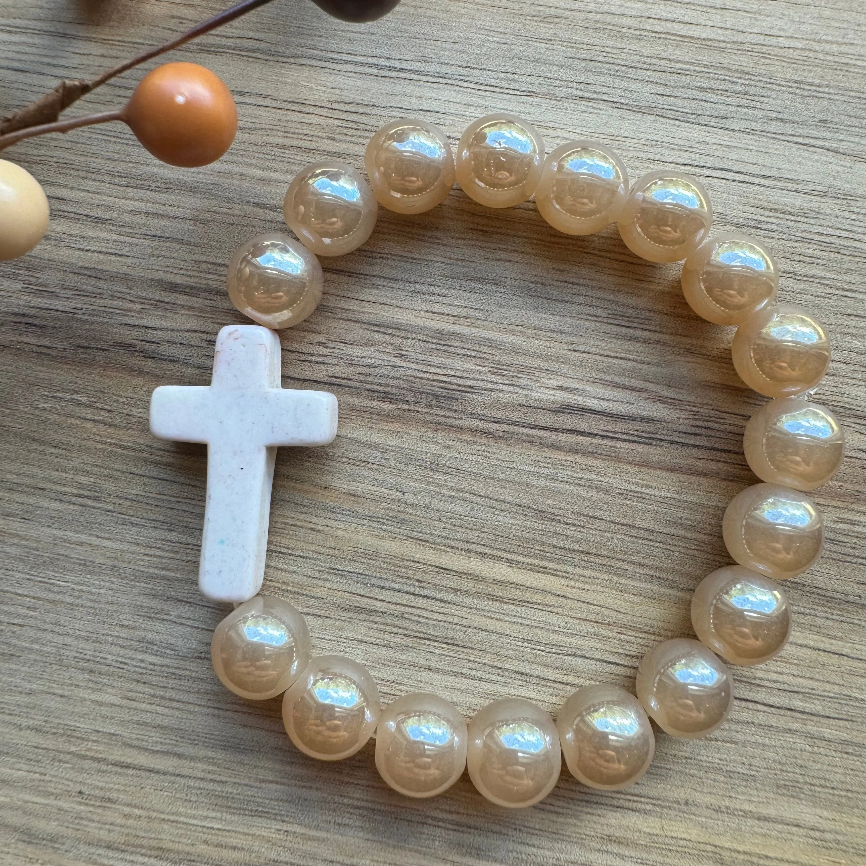 MULTIPLE COLORS: Large Cross Stretch Bracelet