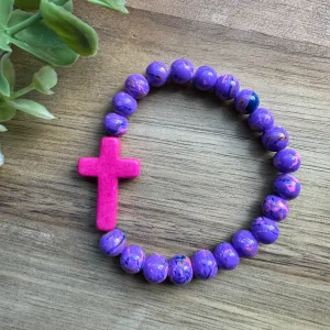 MULTIPLE COLORS: Large Cross Stretch Bracelet