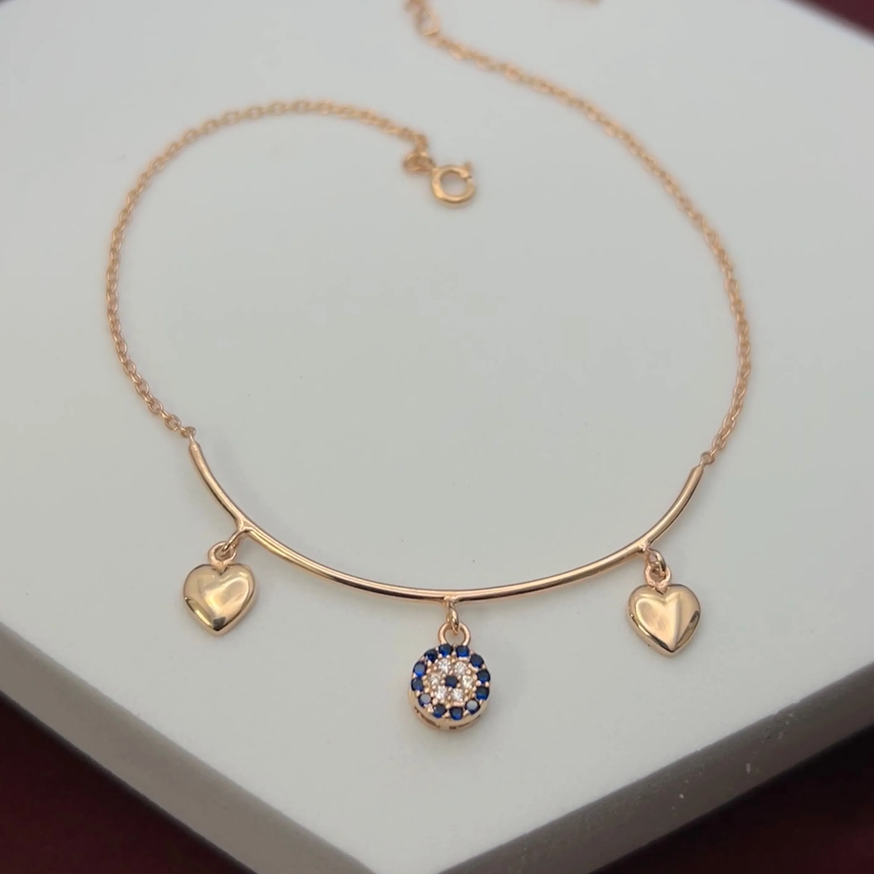 Mystic Eye Heart Anklet in 92.5 Sterling Silver