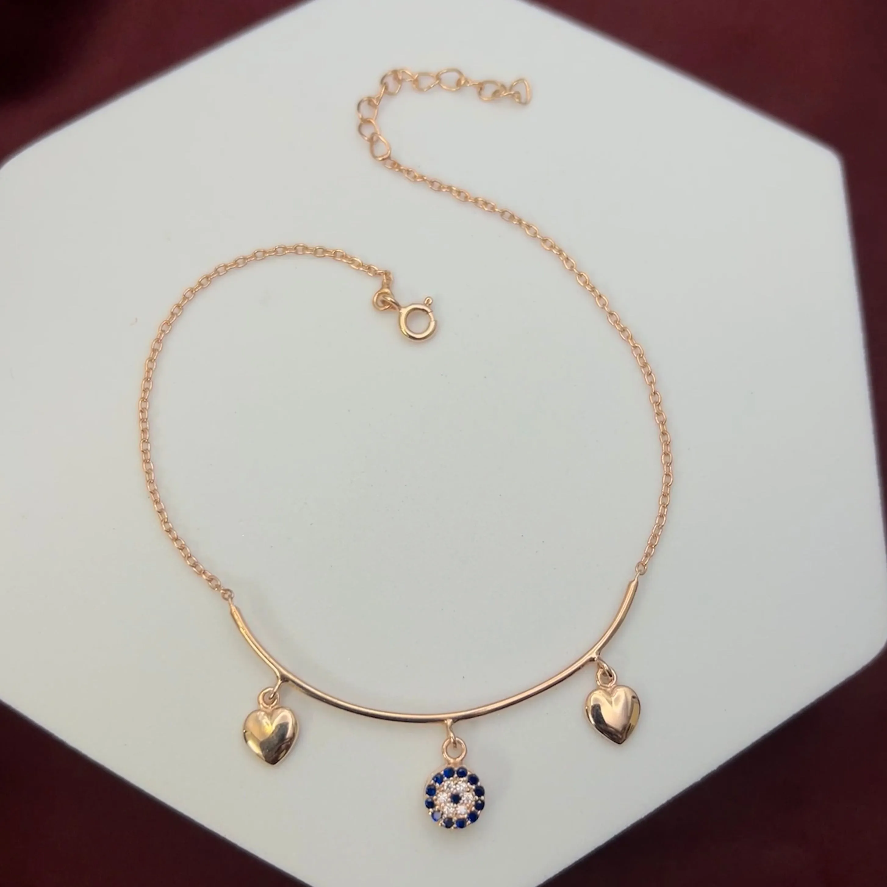 Mystic Eye Heart Anklet in 92.5 Sterling Silver