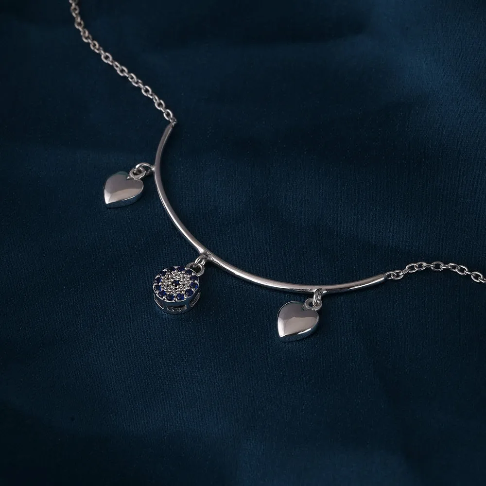 Mystic Eye Heart Anklet in 92.5 Sterling Silver