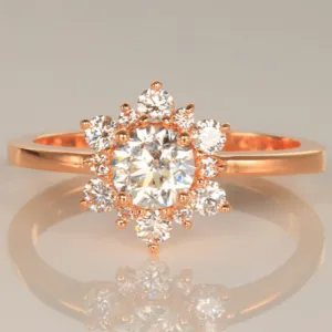 Natural Diamond Ring in 14k Rose Gold .75ct Center Stone