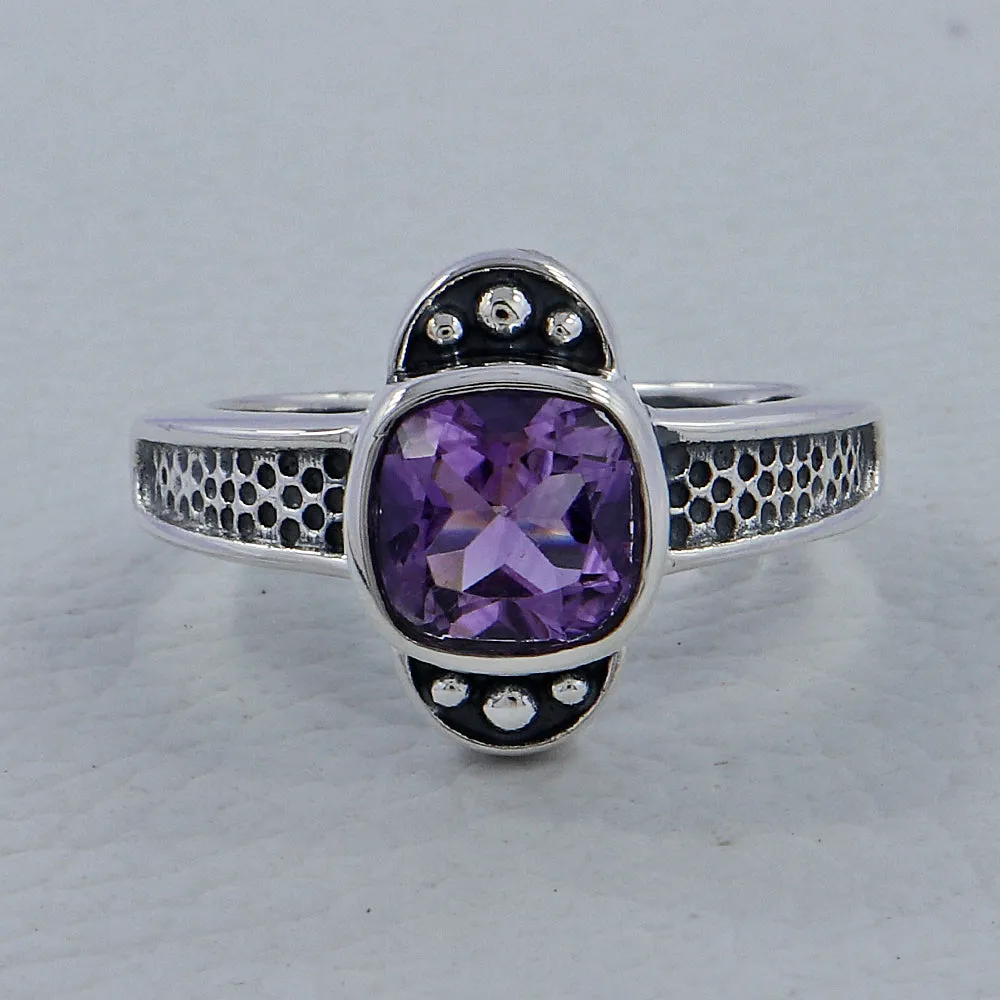 Natural Garnet Birthstone Silver Ring