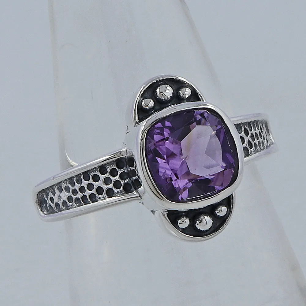 Natural Garnet Birthstone Silver Ring