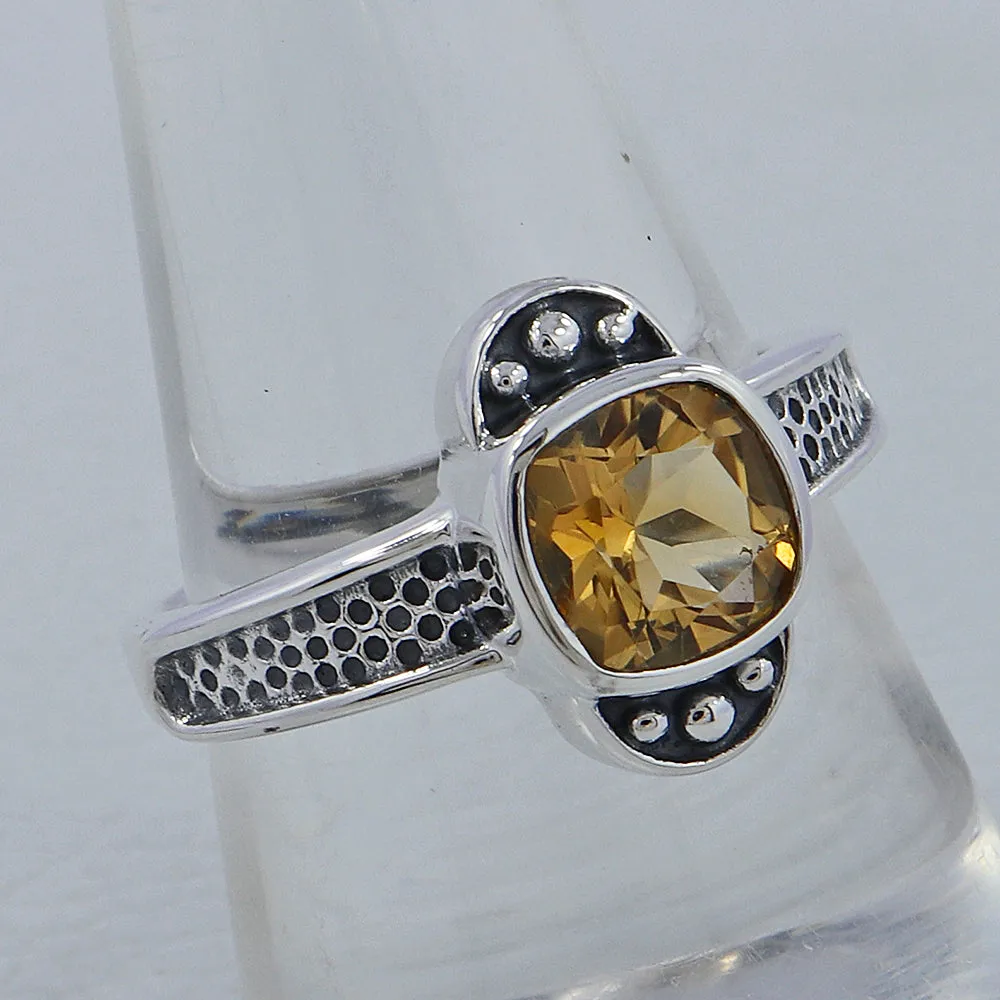 Natural Garnet Birthstone Silver Ring