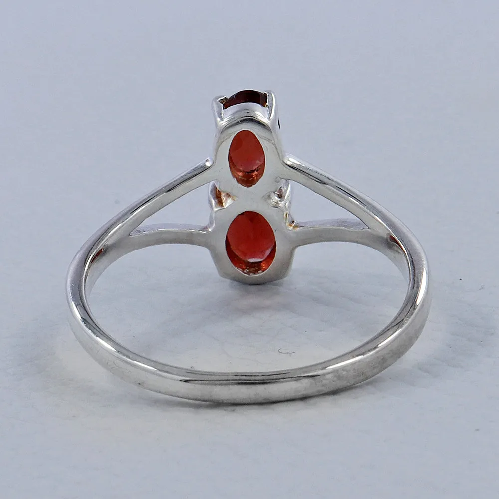 Natural Garnet Birthstone Silver Rings