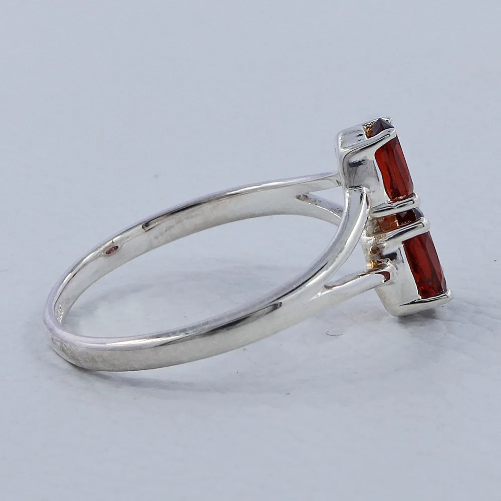 Natural Garnet Birthstone Silver Rings