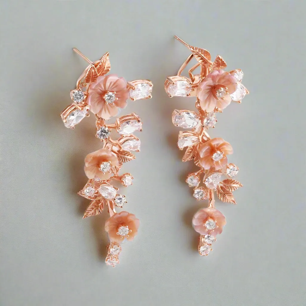 Natural Shell Flower Drop Earrings
