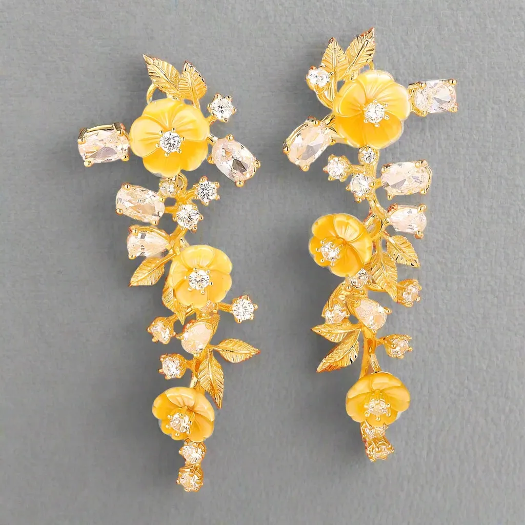 Natural Shell Flower Drop Earrings
