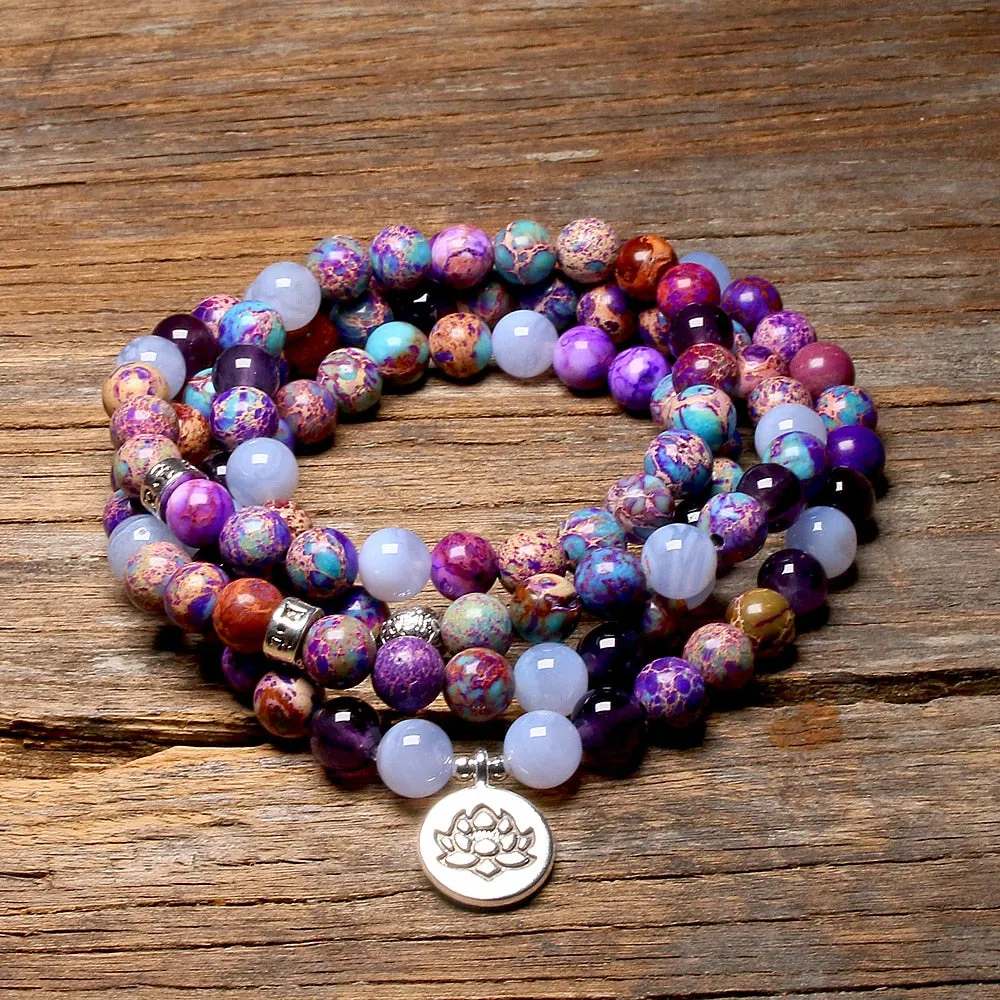 Natural Stone Mala Bead Bracelet