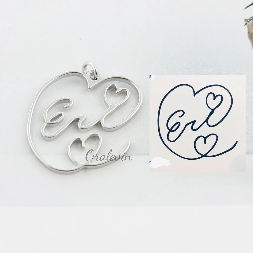 Necklace with custom drawing or picture