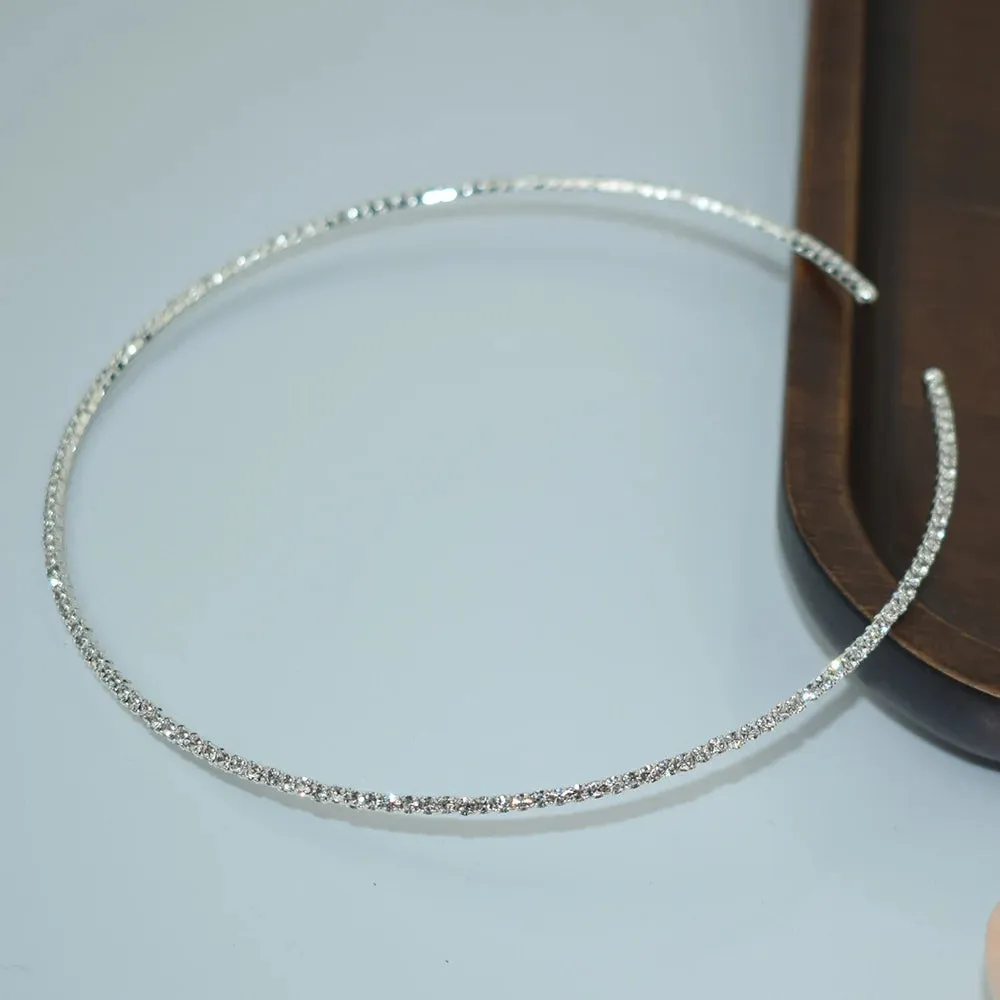 Necklace Women Simple Classic Rhinestones Choker Neck Necklaces Jewelry Open Collar Gift