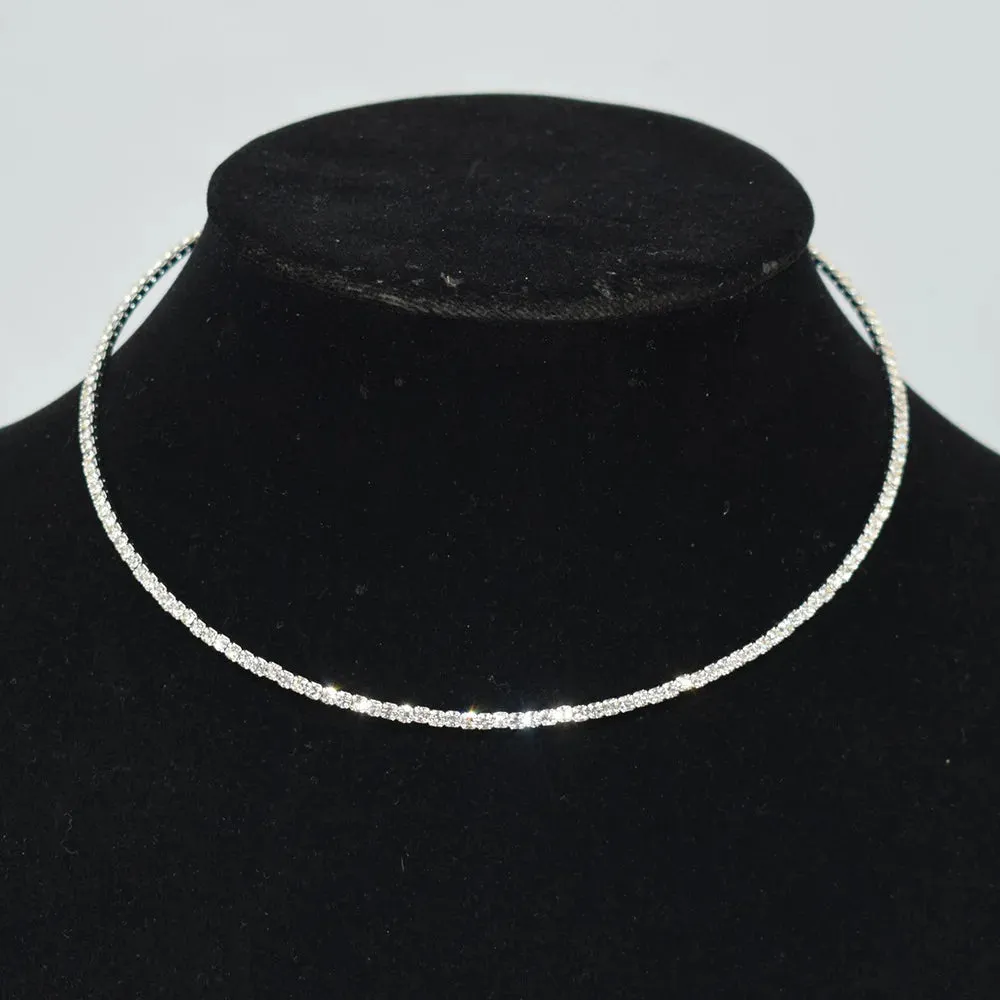 Necklace Women Simple Classic Rhinestones Choker Neck Necklaces Jewelry Open Collar Gift