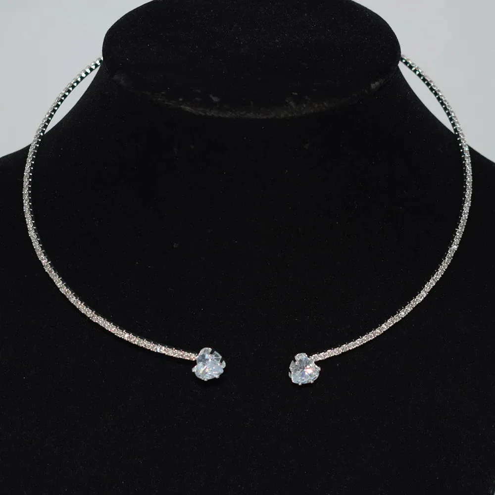 Necklace Women Simple Classic Rhinestones Choker Neck Necklaces Jewelry Open Collar Gift