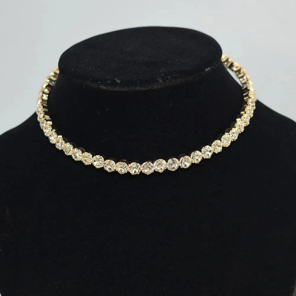 Necklace Women Simple Classic Rhinestones Choker Neck Necklaces Jewelry Open Collar Gift