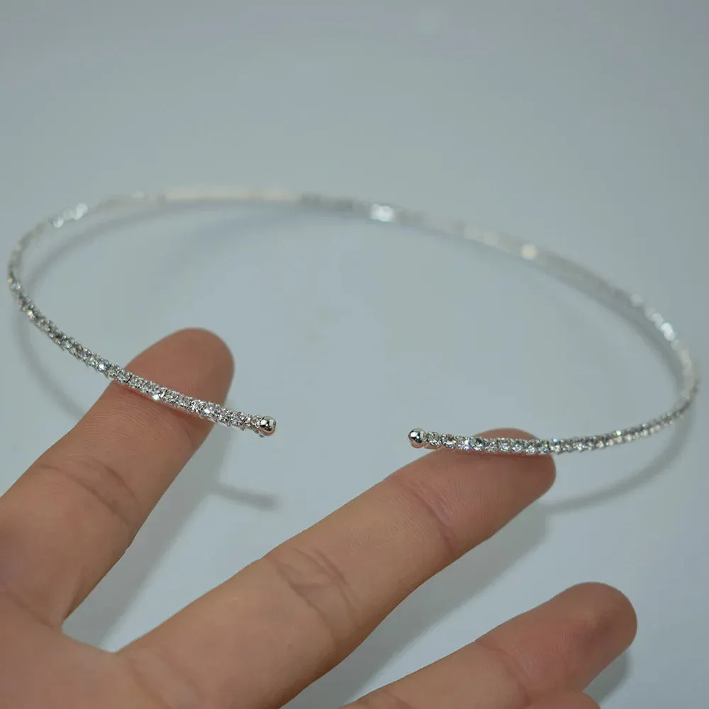 Necklace Women Simple Classic Rhinestones Choker Neck Necklaces Jewelry Open Collar Gift