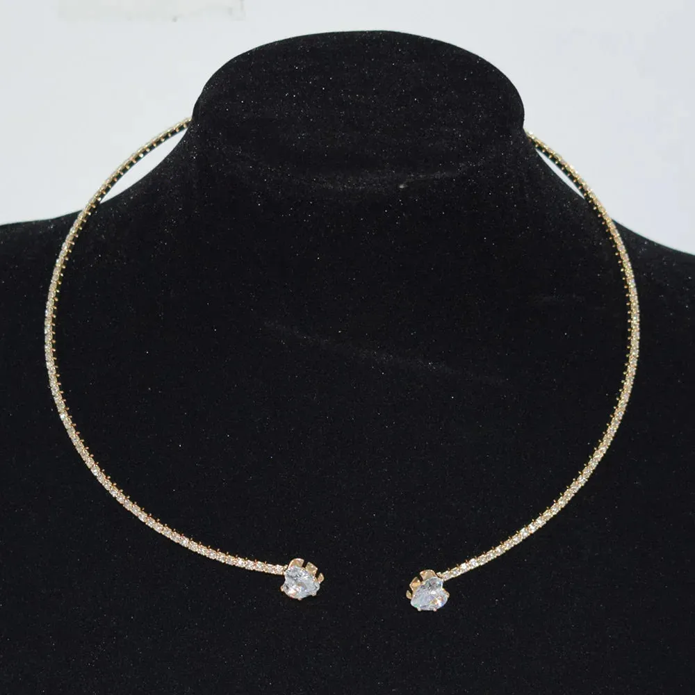 Necklace Women Simple Classic Rhinestones Choker Neck Necklaces Jewelry Open Collar Gift