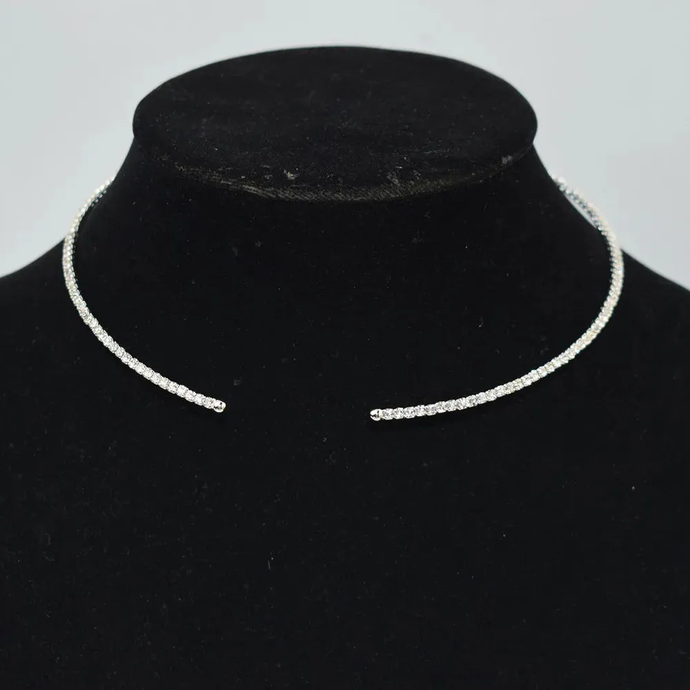 Necklace Women Simple Classic Rhinestones Choker Neck Necklaces Jewelry Open Collar Gift