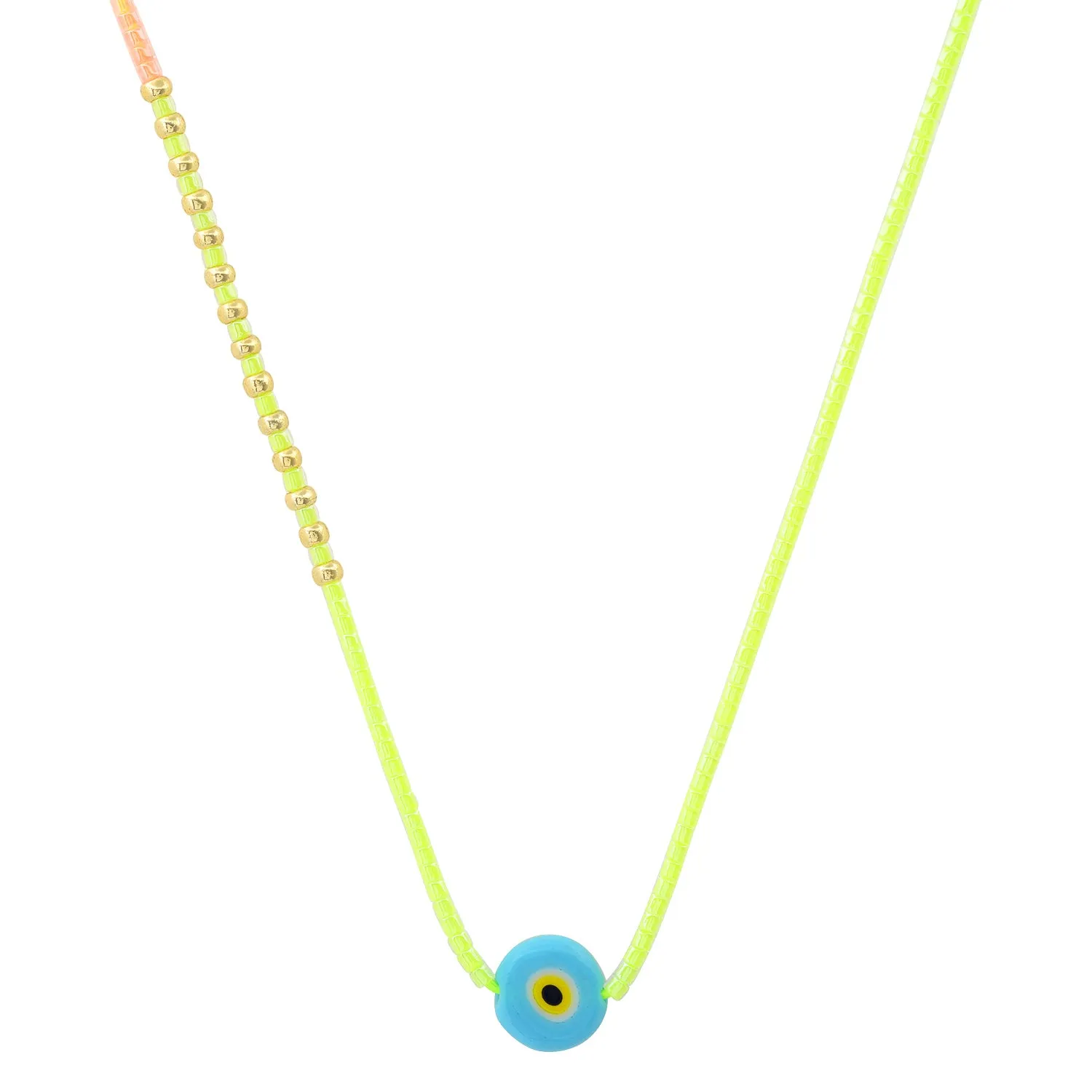 Neon Miyuki Convertable Wrap Bead Bracelet / Necklace with Evil Eye