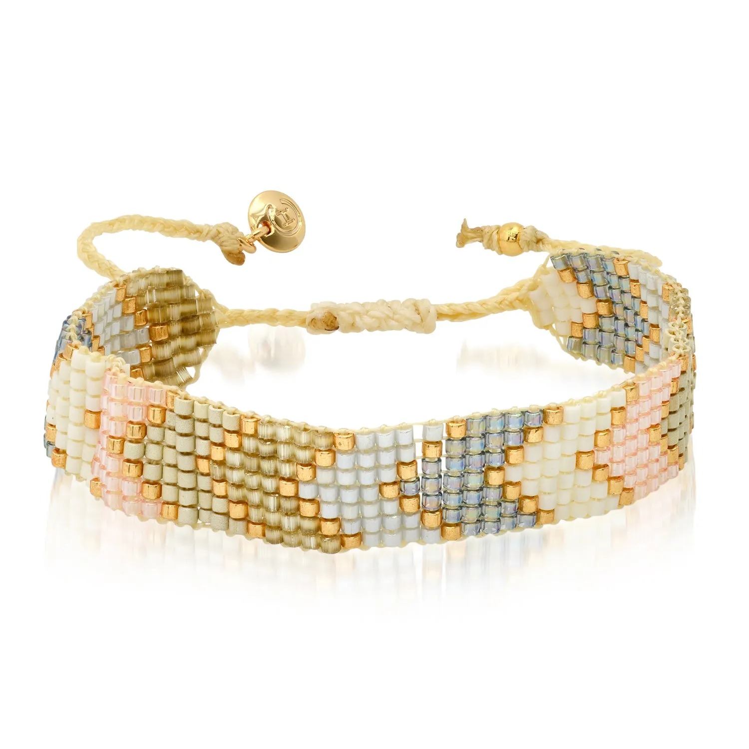 Neutral Chevron Adjustable Beaded Bracelet