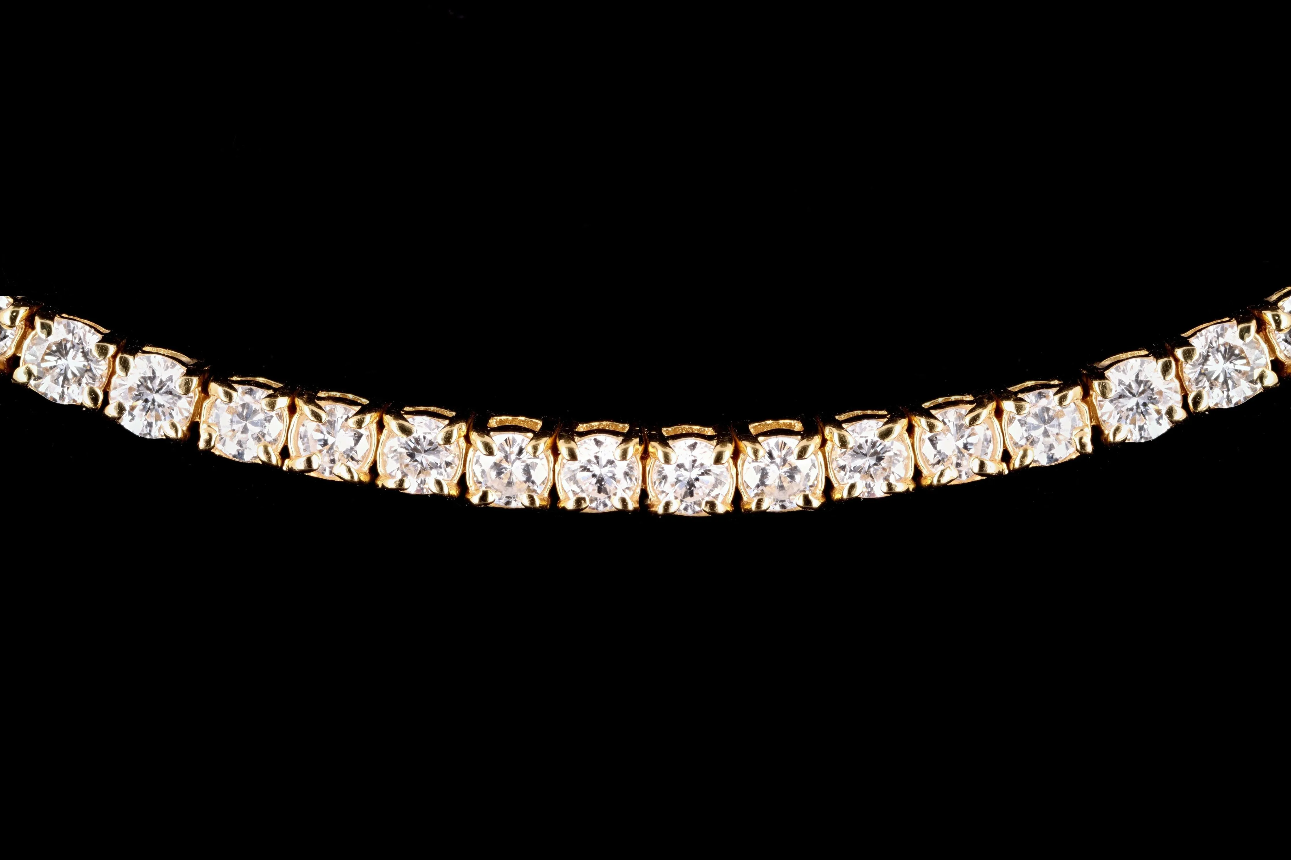 New 14K Yellow Gold 6.57 Carat Round Brilliant Cut Diamond Choker Necklace