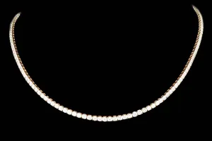 New 14K Yellow Gold 6.57 Carat Round Brilliant Cut Diamond Choker Necklace