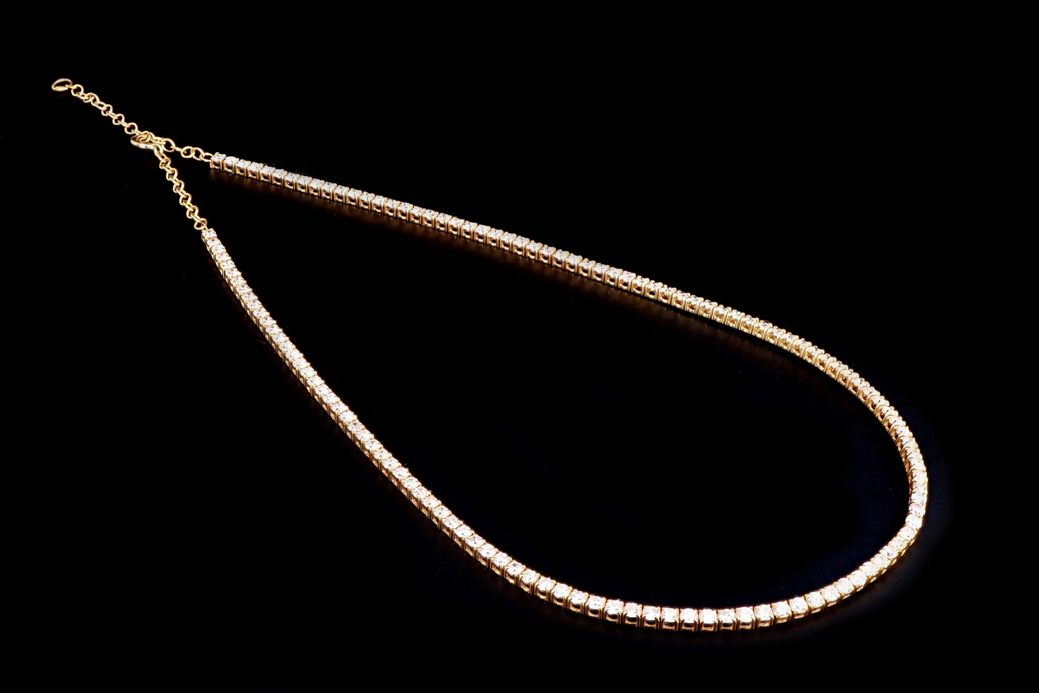 New 14K Yellow Gold 6.57 Carat Round Brilliant Cut Diamond Choker Necklace