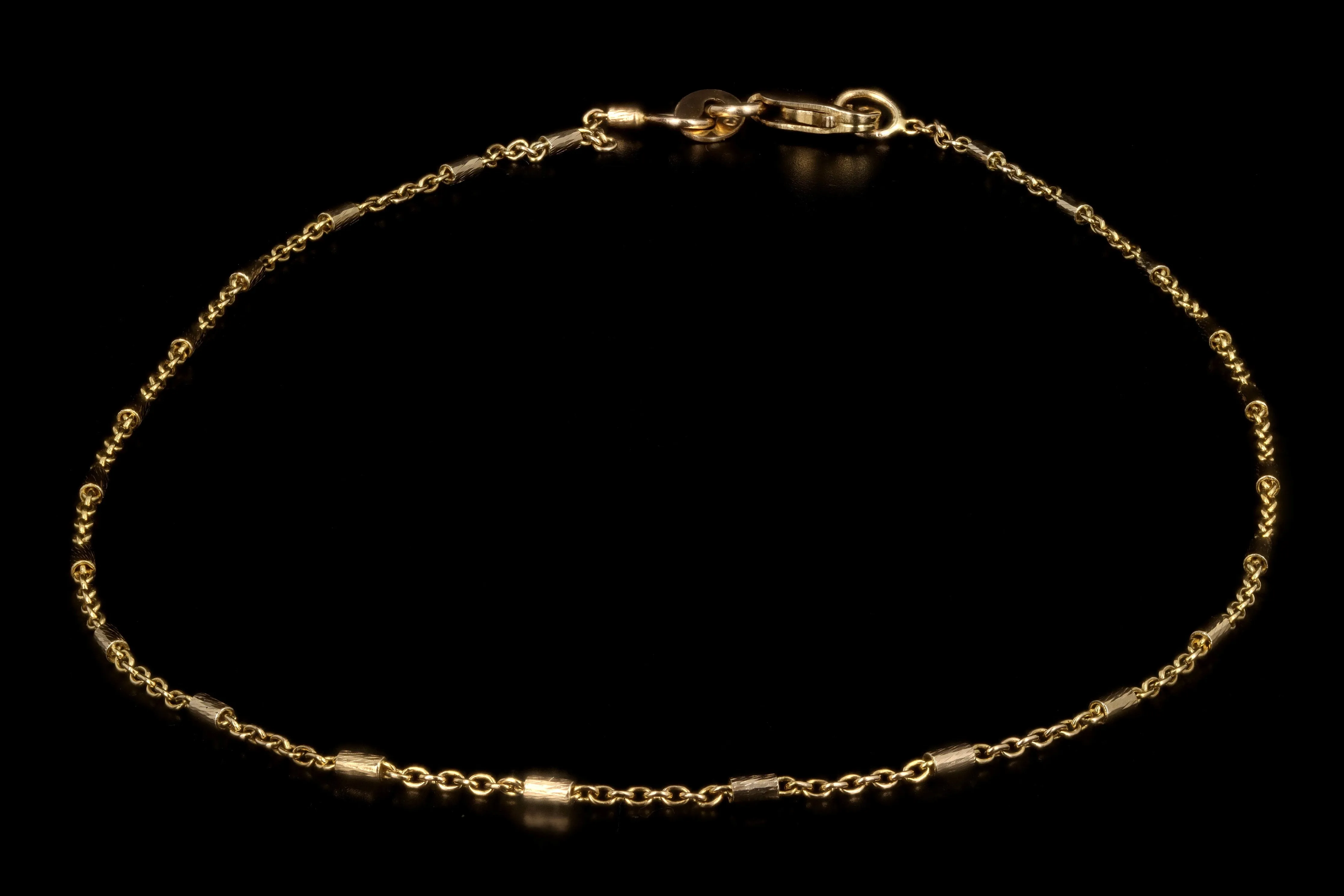 New 14k Yellow Gold Thin Segment Bar Anklet