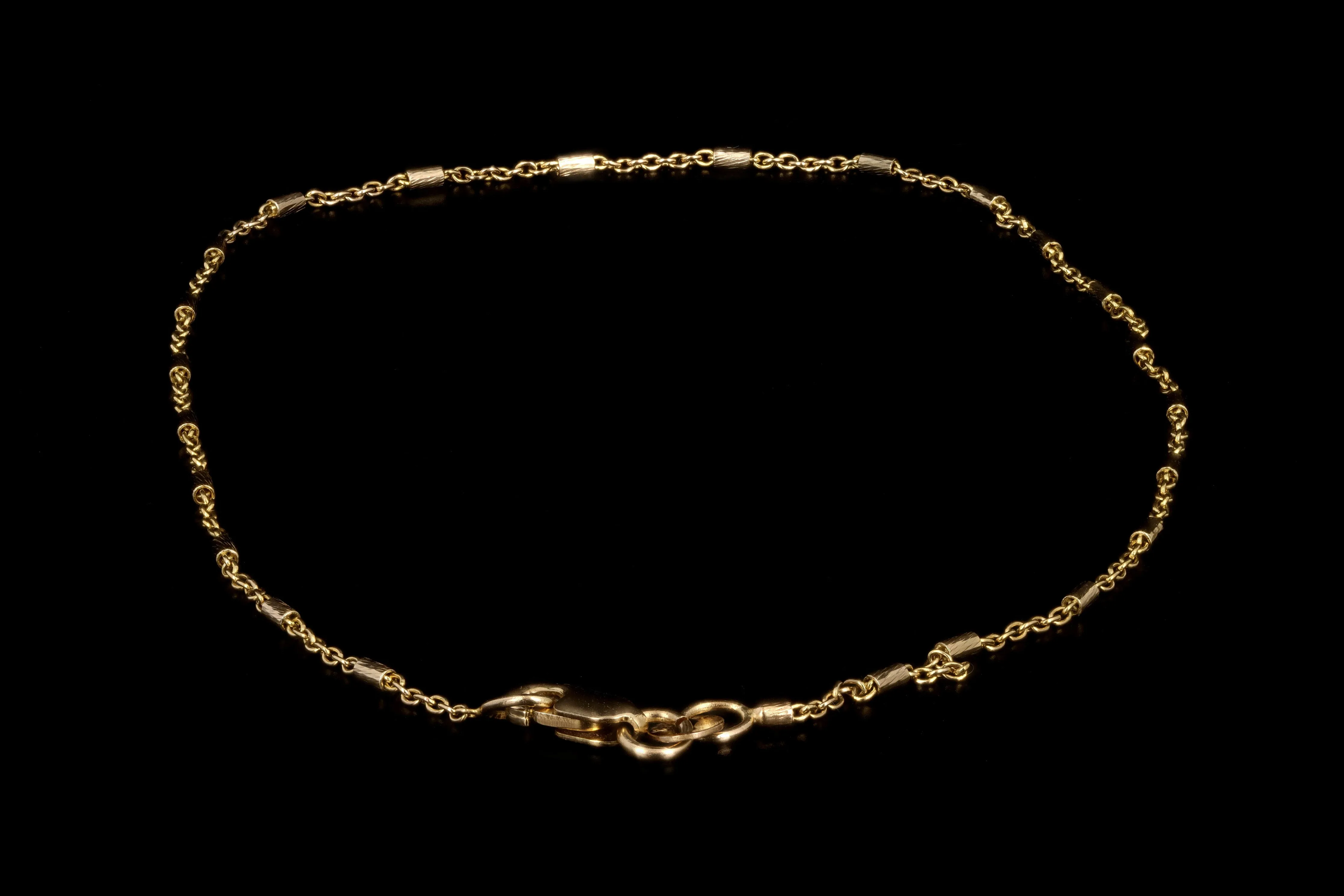 New 14k Yellow Gold Thin Segment Bar Anklet