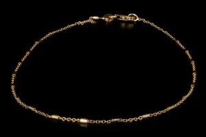 New 14k Yellow Gold Thin Segment Bar Anklet