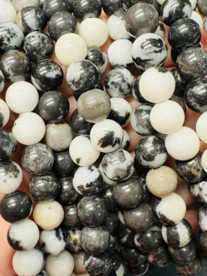 NEW! Black White Zebra Mix Bead Bracelet | 6mm | Gemstone | Womens
