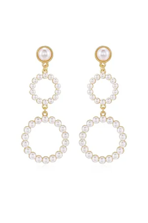 Night Out Double Pearl Hoop Drop Earrings
