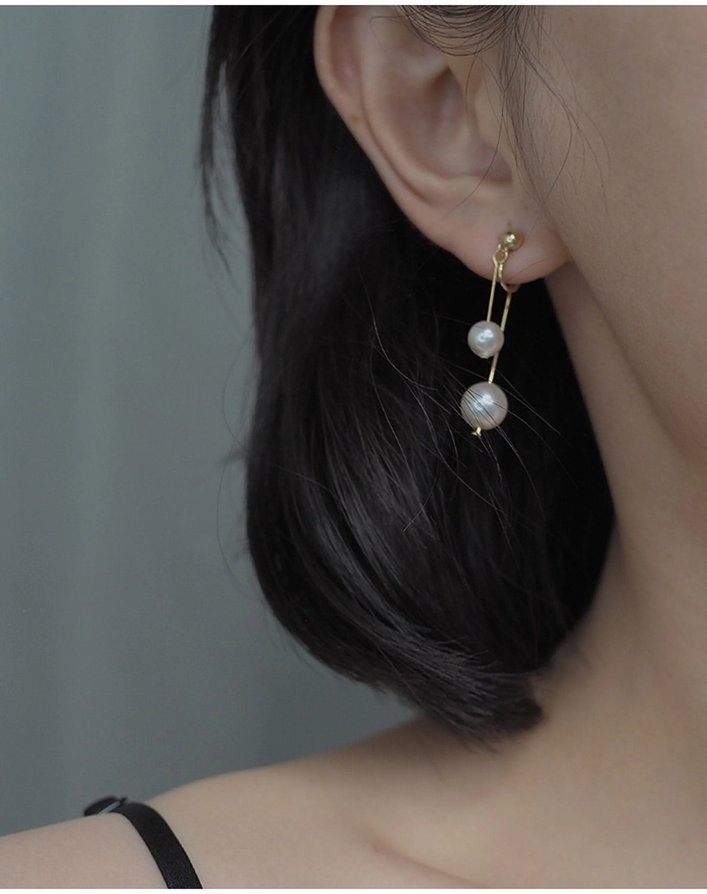 No piercing pearl drop earrings
