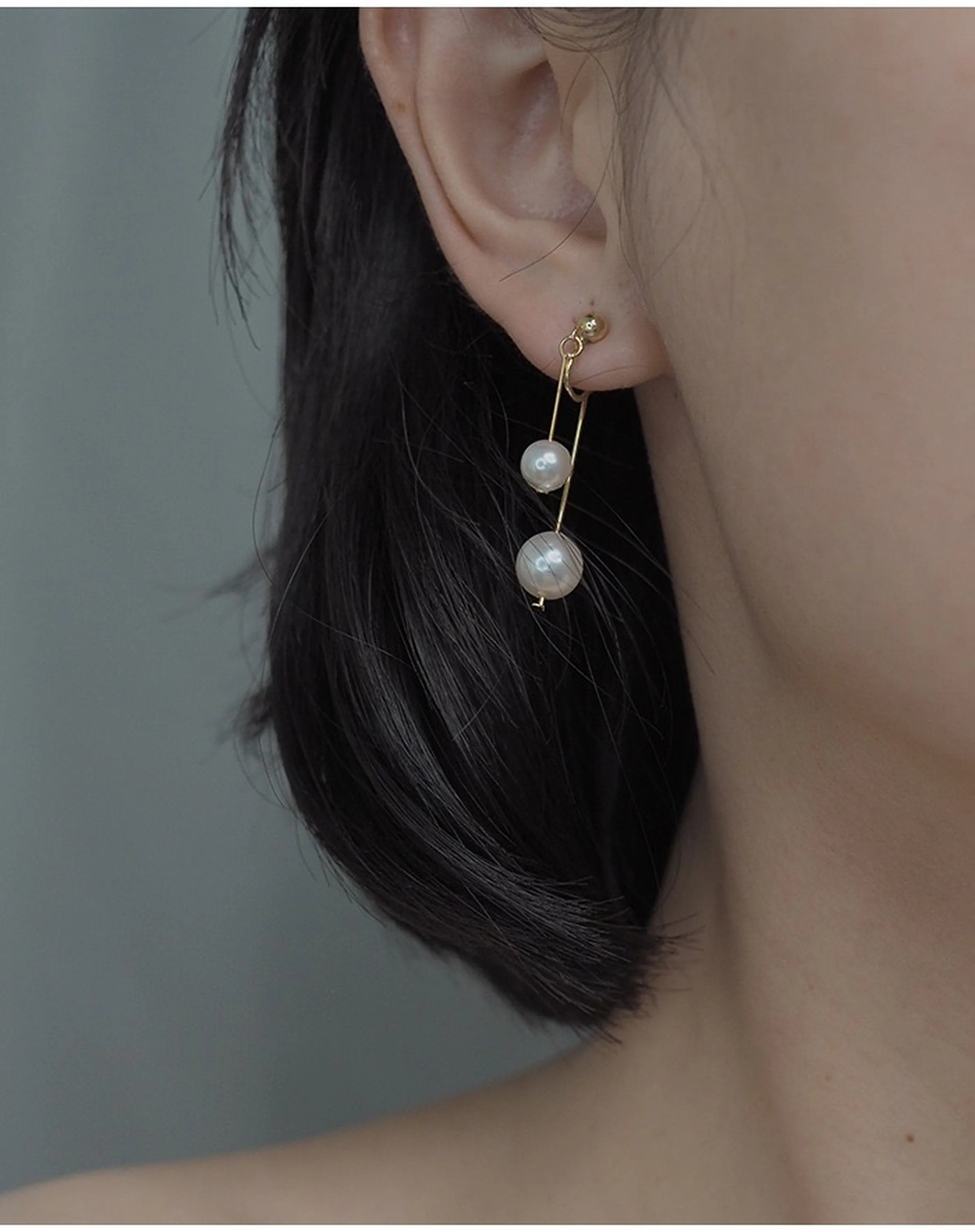 No piercing pearl drop earrings