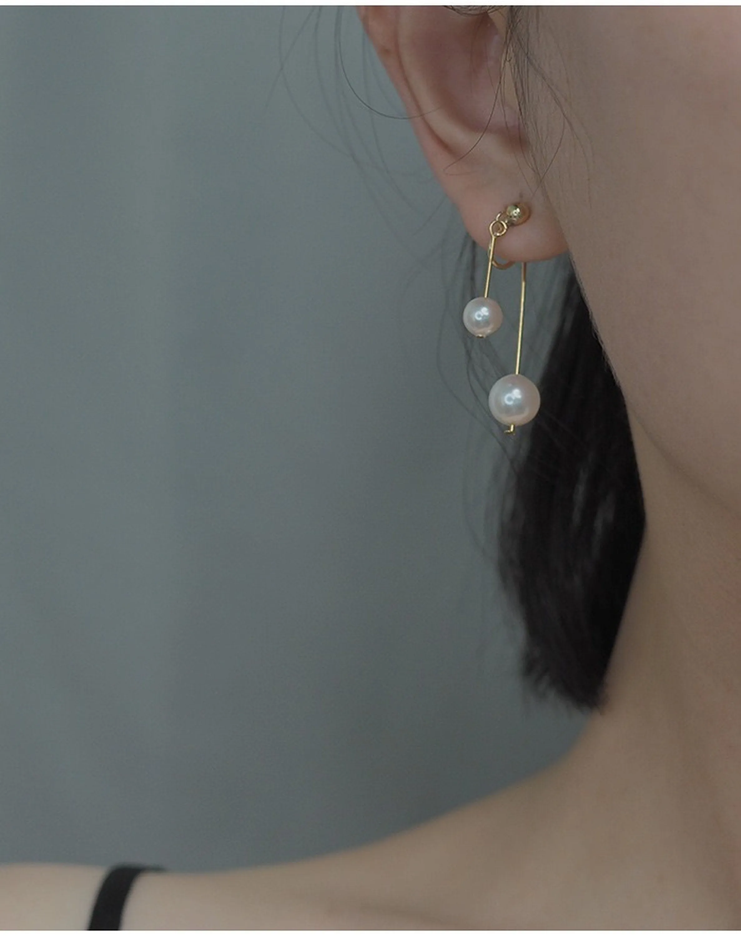 No piercing pearl drop earrings