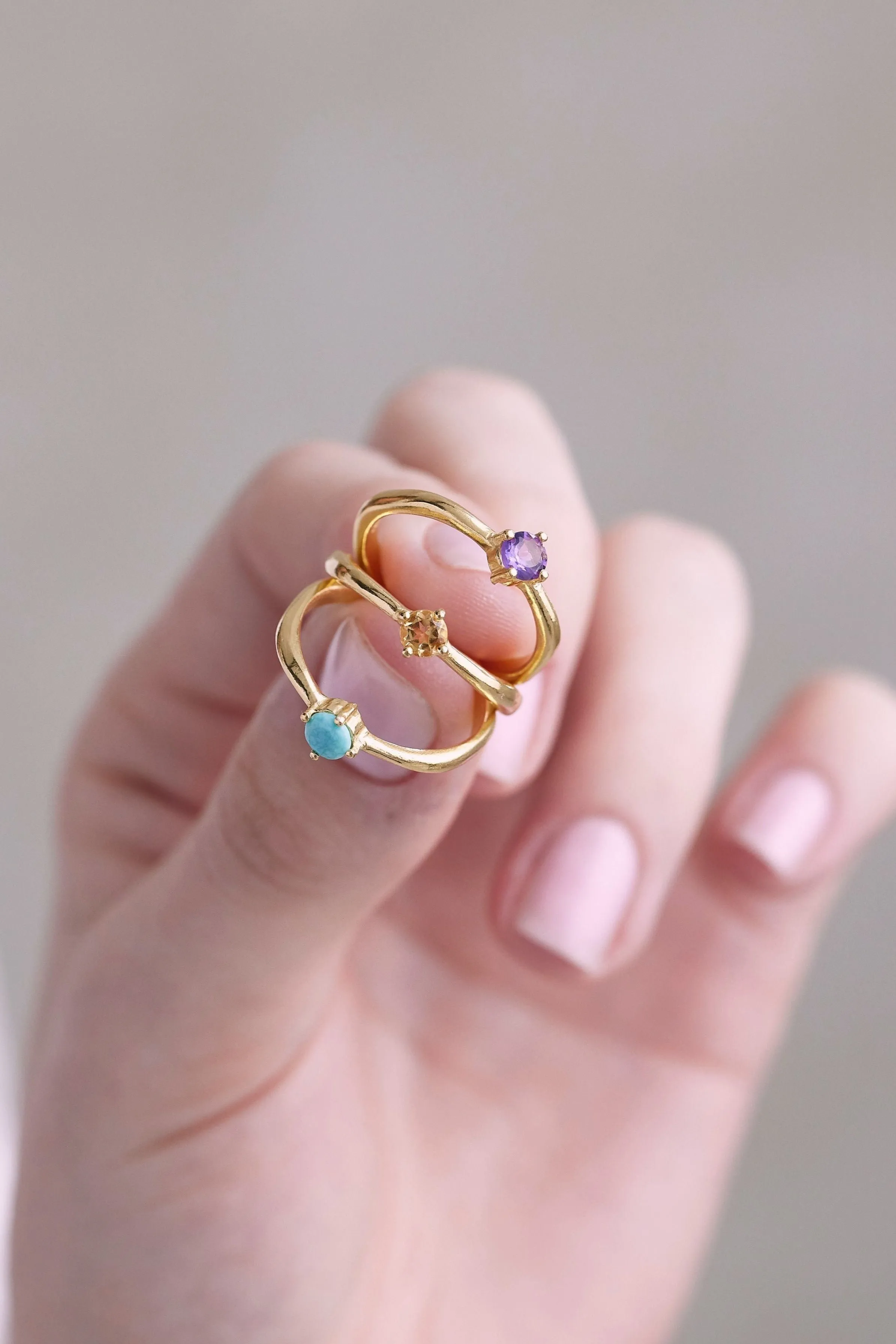 November Citrine Gold Birthstone Ring