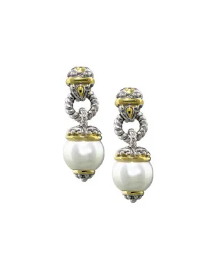 Ocean Images Collection Seashell Pearl Post Earrings