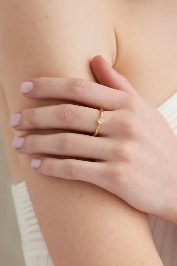 October Opal Gold Birthstone Ring