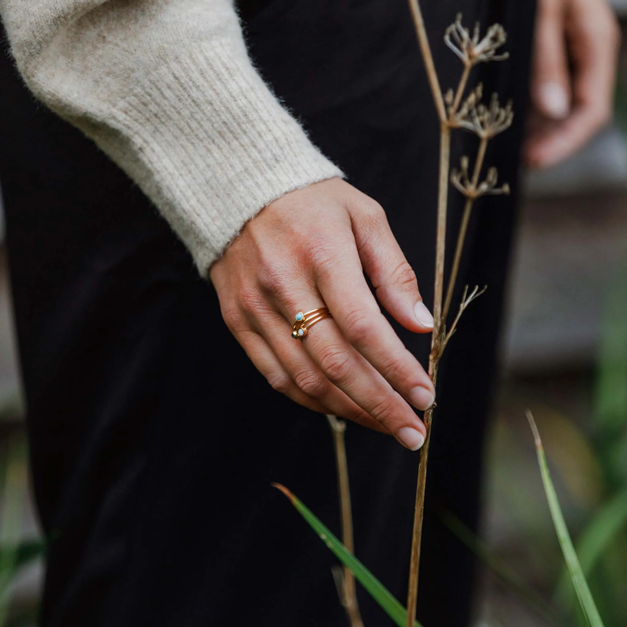 October Opal Mano Birthstone Ring
