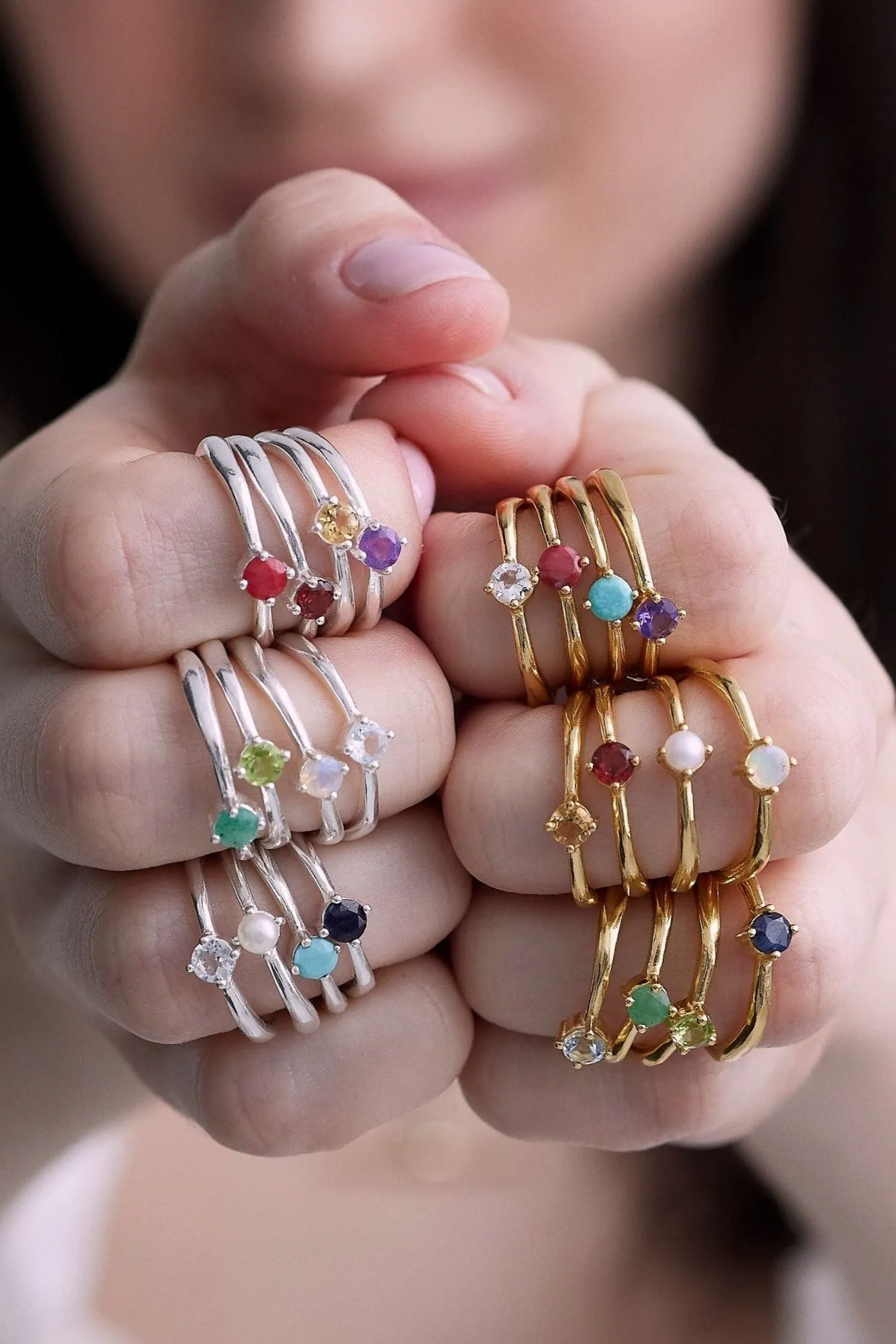 October Opal Silver Birthstone Ring